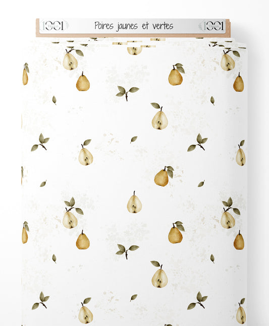 Tissu - Poires jaunes et vertes
