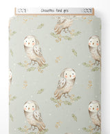 Tissu - Chouettes sur fond gris