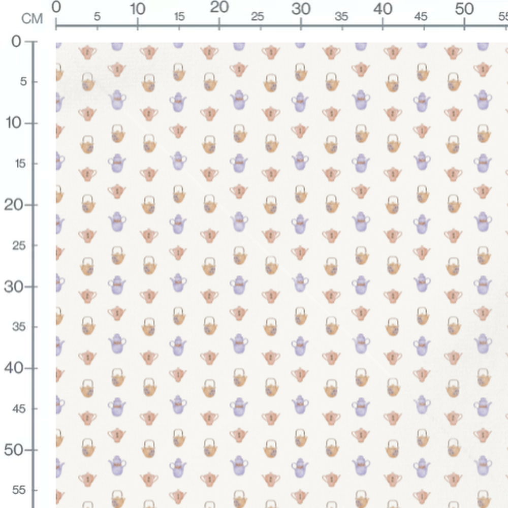Tissu - Théières pastel aquarelle
