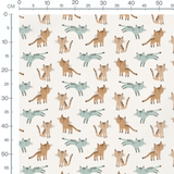 Tissu - Chats rayés sur fond clair