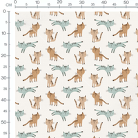 Tissu - Chats rayés sur fond clair