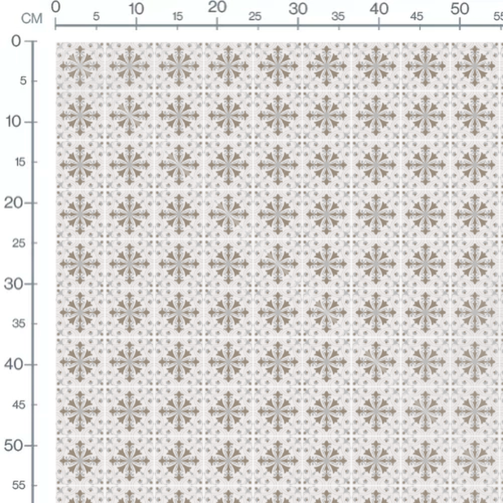 Tissu - Fleurs beige sur fond blanc