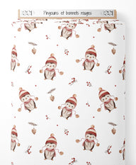 Tissu - Pingouins et bonnets rouges
