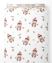 Tissu - Pingouins et bonnets rouges