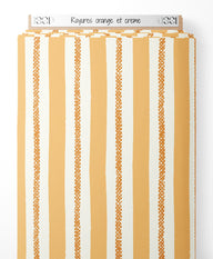 Tissu - Rayures orange et crème