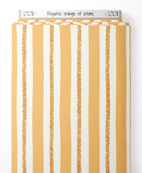 Tissu - Rayures orange et crème