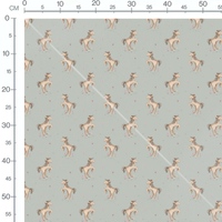 Tissu - Chevaux beiges et fleurs pastel