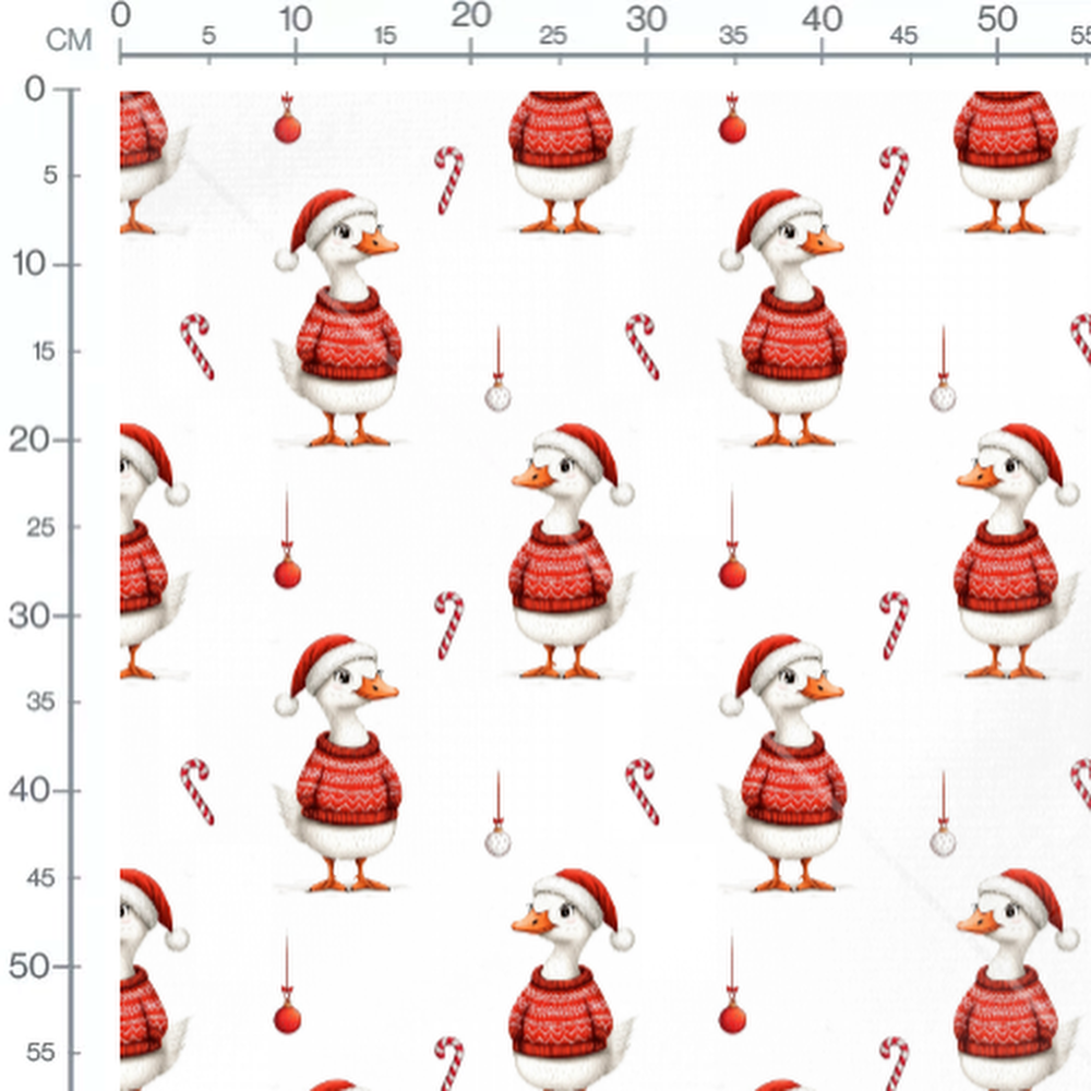 Tissu - oie de Noel pull rouge