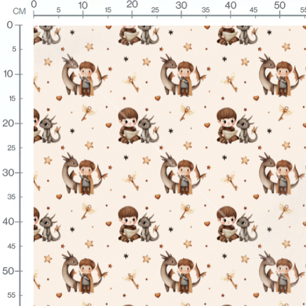 Tissu - Enfant et dragon amical