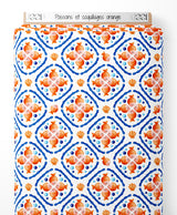Tissu - Poissons et coquillages orange