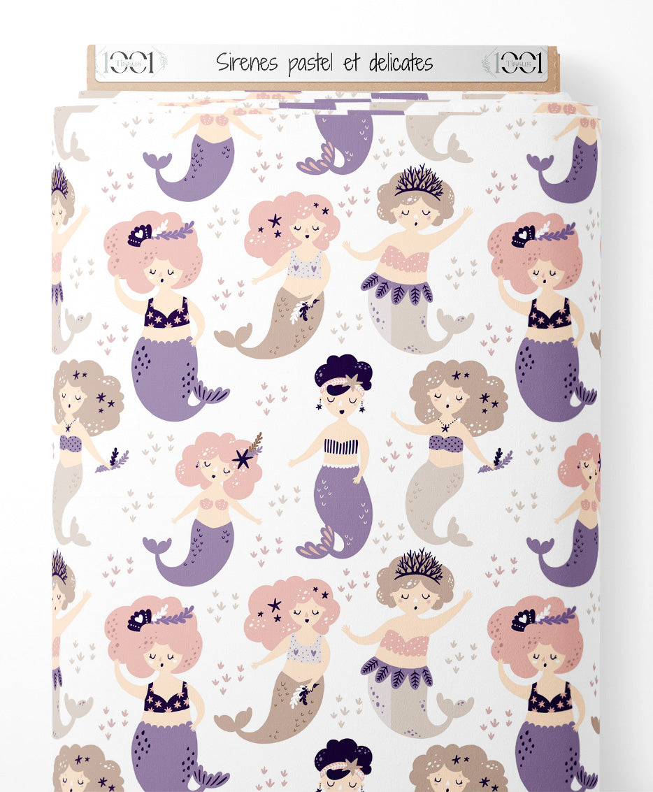 Tissu - Sirènes pastel et délicates