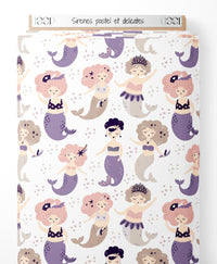 Tissu - Sirènes pastel et délicates