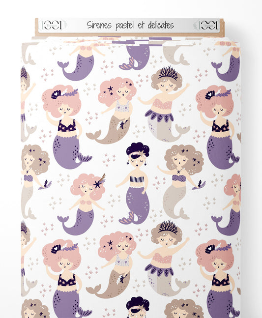 Tissu - Sirènes pastel et délicates