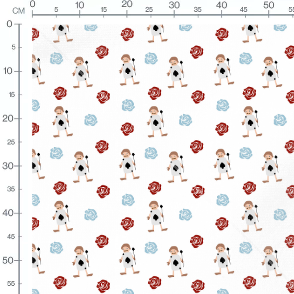 Tissu - Personnages et roses colorées