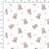 Tissu - Pieuvres claires et bulles blanches