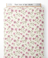 Tissu - Fleurs roses et tiges délicates