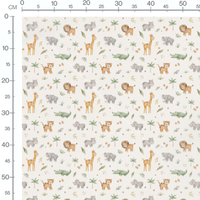 Tissu - Animaux doux sur fond crème