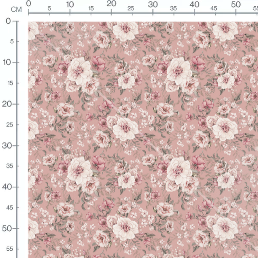 Tissu - Fleurs légères sur rose doux