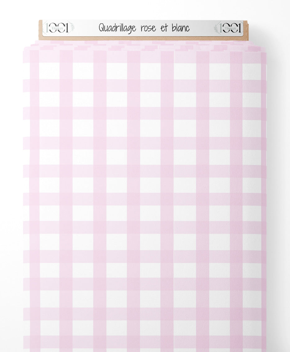 Tissu - Quadrillage rose et blanc