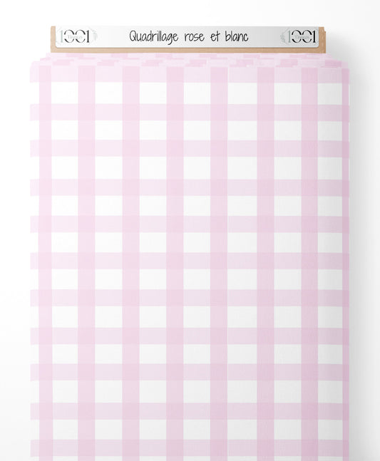 Tissu - Quadrillage rose et blanc