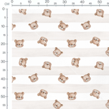 Tissu - Ours marron sur rayures claires