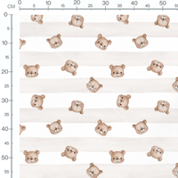 Tissu - Ours marron sur rayures claires