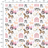 Tissu - Fête des animaux sur blanc 2