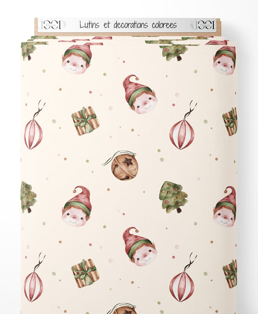 Tissu - Lutins et décorations colorées