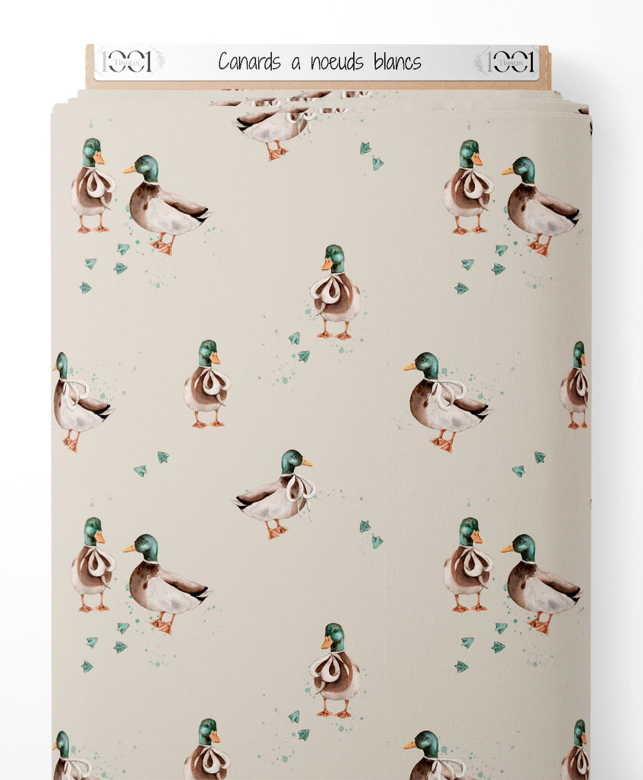 Tissu - Canards à nœuds blancs
