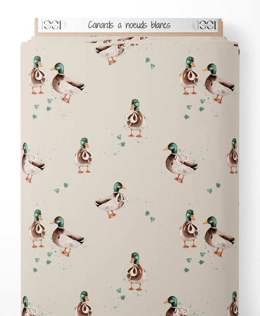 Tissu - Canards à nœuds blancs