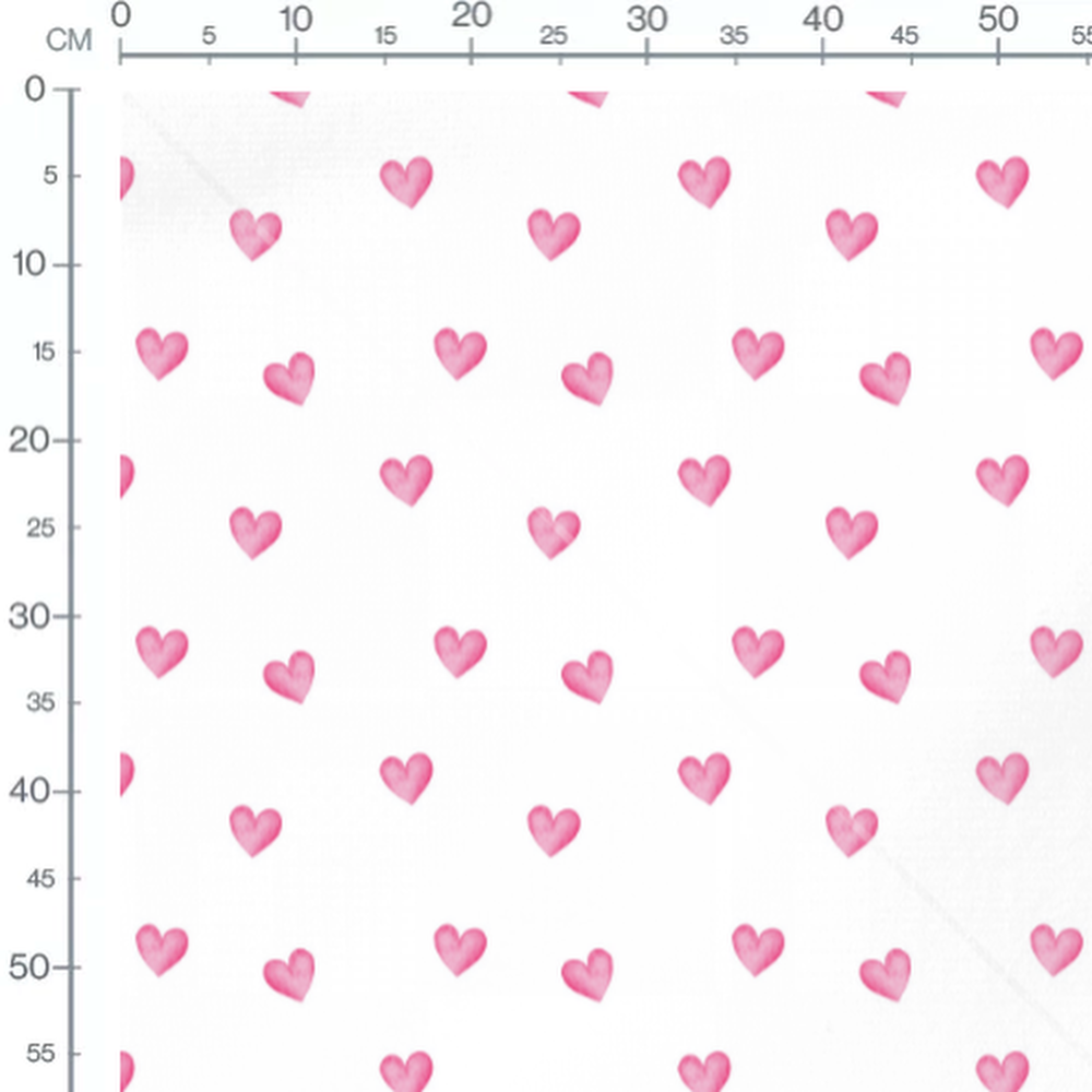 Tissu - Petits cœurs roses aquarelle
