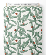 Tissu - Coccinelles sur feuilles vertes