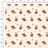 Tissu - Boîtes rouges sur fond crème