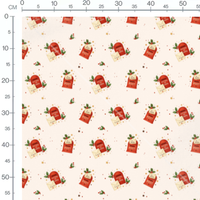 Tissu - Boîtes rouges sur fond crème
