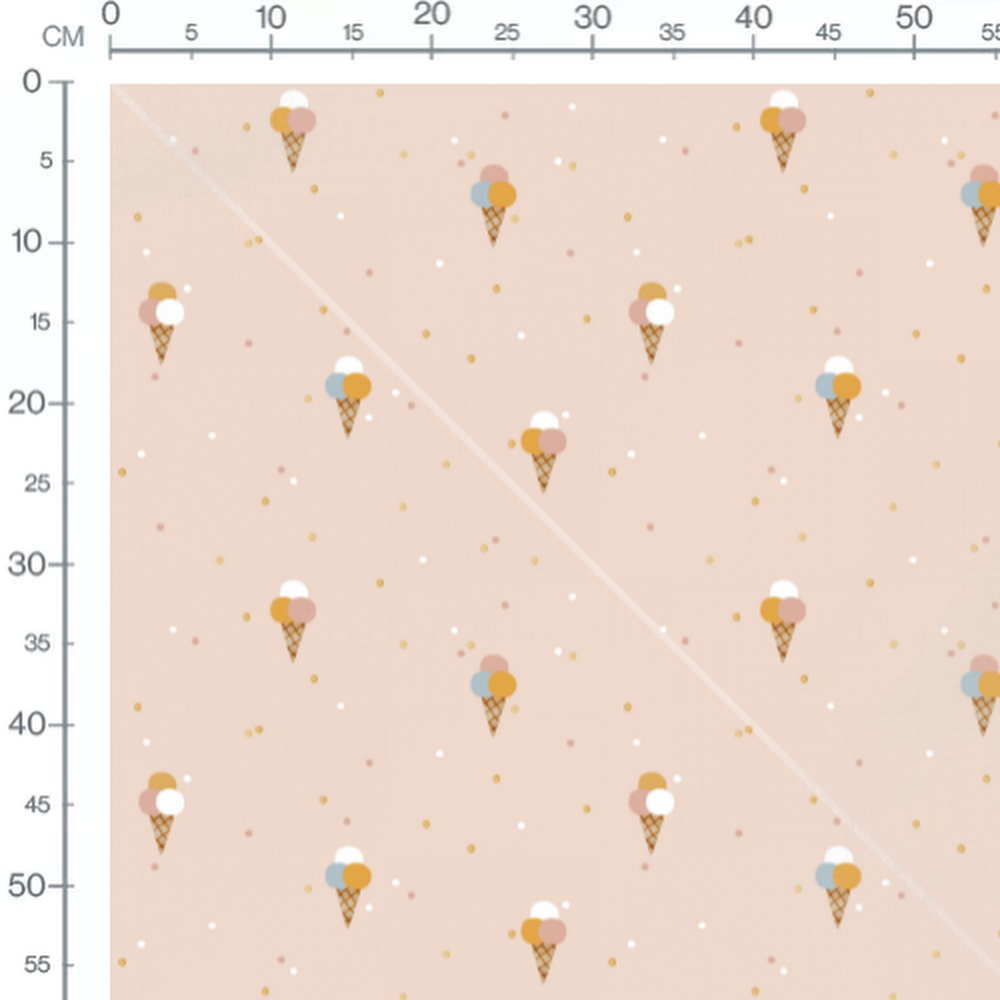Tissu - Cornets colorés sur beige