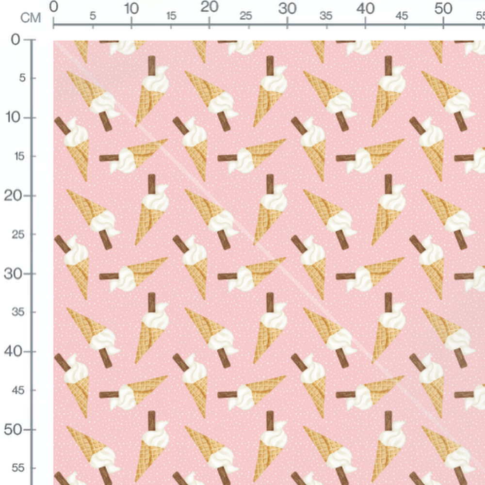 Tissu - Cornets crème sur fond rose