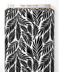 Tissu - Feuilles variées en noir