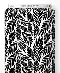 Tissu - Feuilles variées en noir