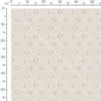 Tissu - Chouettes beige sur fond crème