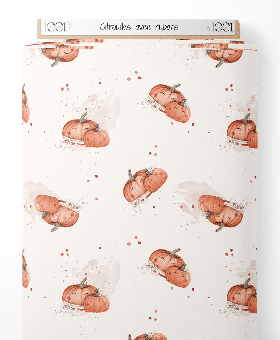 Tissu - Citrouilles avec rubans
