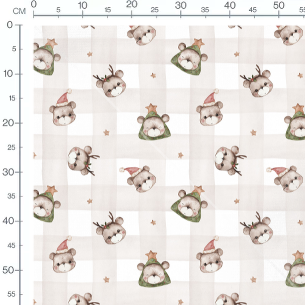 Tissu - Oursons chapeaux de Noël