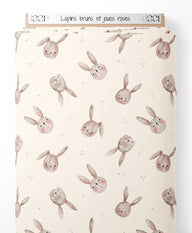 Tissu - Lapins bruns et joues roses