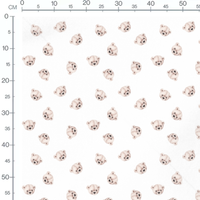 Tissu - Oursons beige sur blanc