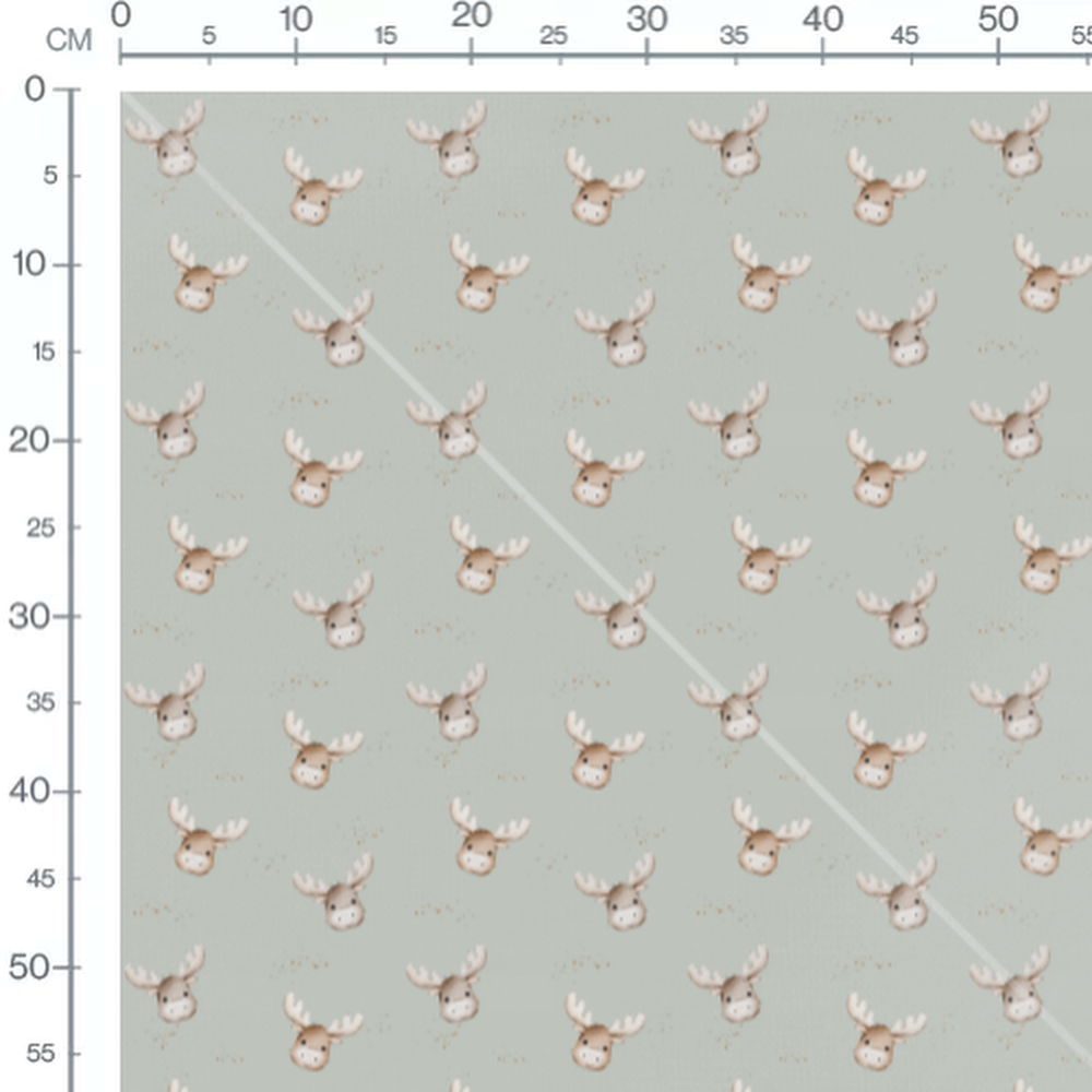 Tissu - Têtes de rennes souriants