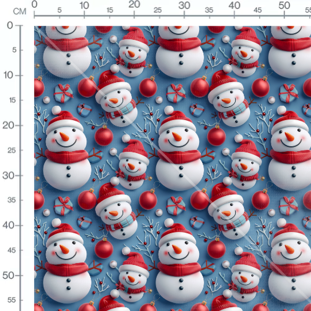 Tissu - bonhommes de neige et cadeaux Noel 3D