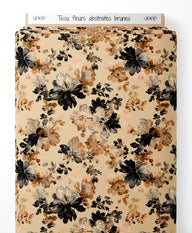 Tissu - fleurs abstraites brunes