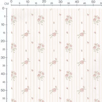 Tissu - Roses et rayures beiges