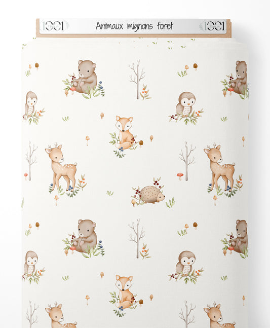 Tissu - Animaux mignons forêt