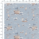 Tissu - Souris marines sur vagues