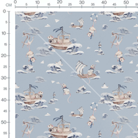 Tissu - Souris marines sur vagues